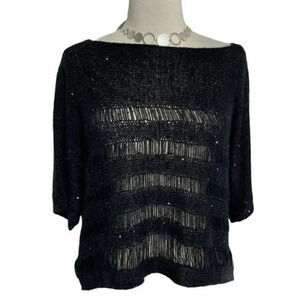 Allen B. XS oversized black sequined‎ knit sweater